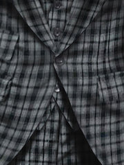 Tailored Fit Dark Gray Plaid Checkered 3-Piece Suit For Men's Weddings