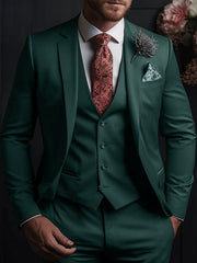 Three-Button Single Breasted Tailored Fit Wedding Suit For Men
