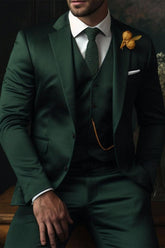 Three-Piece Plaid Wedding Suit For Men Single-Breasted With Two Buttons