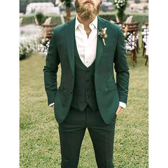 Three-Piece Single-Breasted Two-Button Wedding Suit For Men Tailored Fit