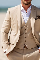 Three-Piece Single-Breasted Two-Button Wedding Suit For Men Tailored Fit