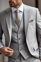 Three-Piece Single-Breasted Two-Button Wedding Suit For Men Tailored Fit