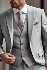 Three-Piece Single-Breasted Two-Button Wedding Suit For Men Tailored Fit