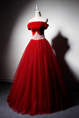 Tulle Prom Dress Beaded Long Formal Evening Dress