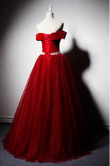 Tulle Prom Dress Beaded Long Formal Evening Dress