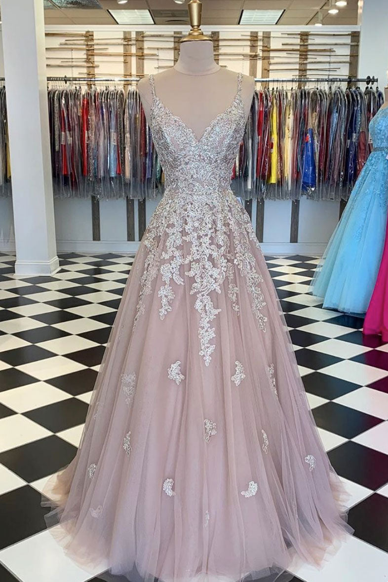Tulle Prom Dress Lace Long Evening Dress