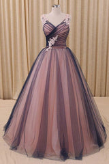 Tulle Prom Dress V Neck Long Evening Gown Evening Dress
