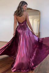Turquoise Halter Prom Dress Cut Out Backless Metallic Long Evening Dress with Slit