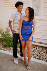 Turquoise Homecoming Dresses Strapless Corset Tight Short Cocktail Dresses