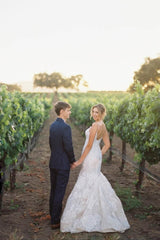 Two Piece High Neck Wedding Dress Long Sleeve Lace Appliqued Mermaid Bridal Gown