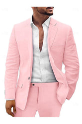 Two-Piece Linen Suit For Men Tailored Fit With Single Breast And Two Buttons