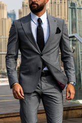 Two-Piece Solid Colored Wedding Suit For Men Tailored Fit With Single Breast And Two Buttons
