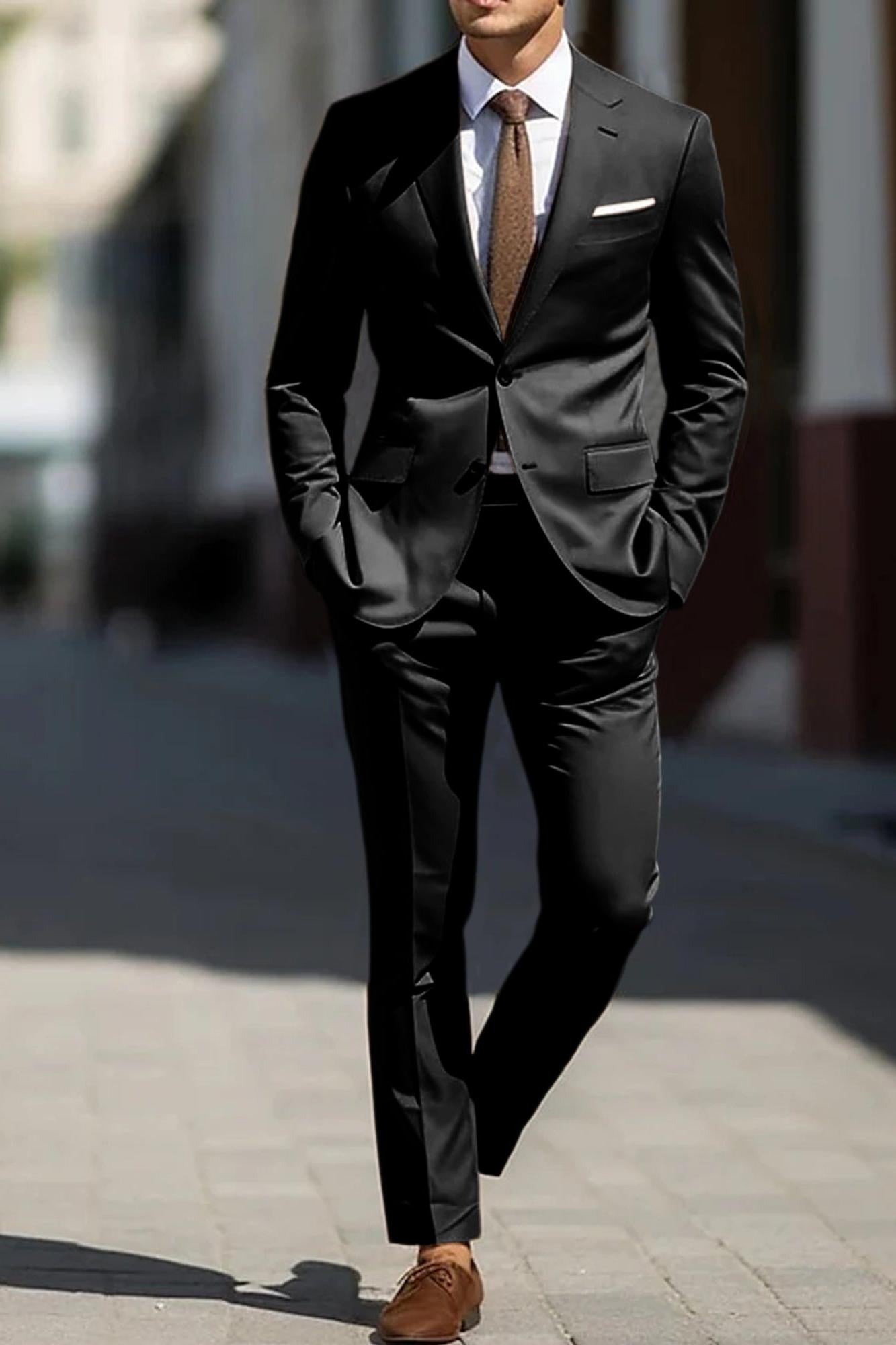 Two-Piece Tailored Fit Single Breasted Wedding Suit For Men