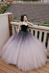 Unique Sweetheart Neck Velvet Formal Dress Tulle Long Evening Dress