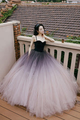 Unique Sweetheart Neck Velvet Formal Dress Tulle Long Evening Dress