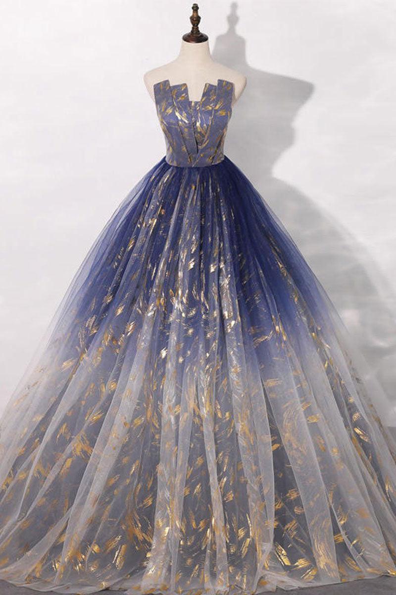 Unique Tulle Prom Dress Lace Long Formal Gown Evening Dress