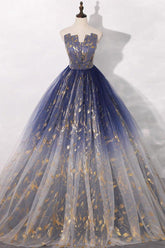 Unique Tulle Prom Dress Lace Long Formal Gown Evening Dress