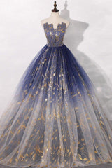 Unique Tulle Prom Dress Lace Long Formal Gown Evening Dress