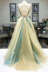 Unique Two Pieces Tulle Beaded Long Formal Gown Evening Dress