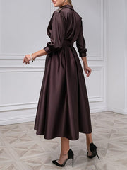 V-Neck A-Line Princess Gown with 3/4 Sleeves and Beading for the Mother of the Bride
