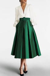 V-Neck A-Line Princess Gown with Long Sleeves and Belt for the Mother of the Bride