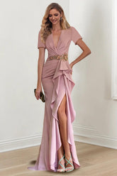 V-Neck Floor-Length Mermaid/Trumpet Mother of the Bride Dresses with Ruffles