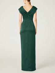 V-Neck Sleeveless Floor-Length Sheath/Column Mother Of The Bride Dress with Ruffles