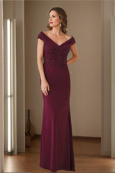 V-Neck Sleeveless Sheath/Column Mother Of The Bride Dresses Featuring Appliques