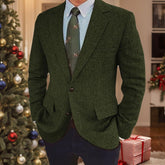 Vintage Herringbone Tweed Winter Blazer For Men In Regular And Plus Sizes