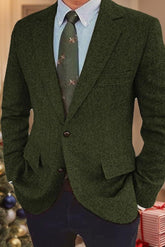 Vintage Herringbone Tweed Winter Blazer For Men In Regular And Plus Sizes