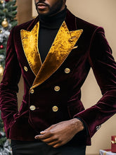 Vintage Velvet Blazer For Men In Solid Colors With Patchwork Design