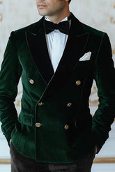 Vintage Velvet Men's Blazer With Patchwork In Solid Colors Double Breasted Regular Fit For Parties