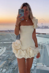 White Homecoming Dress Strapless Bodycon With ruffle edge Short Party Cocktail Dress