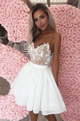 White Homecoming Dress Sweetheart Lace Short Party Cocktail Dress