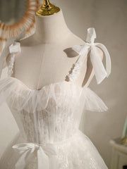 White Homecoming Dress Sweetheart Neck Tulle Lace Short Party Cocktail Dress