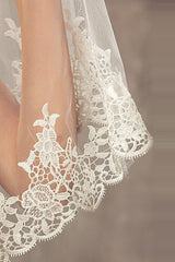 White Long Wedding Veil with Lace