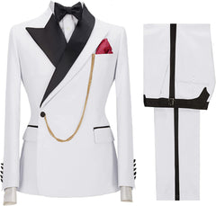 White Peaked Lapel 2 Piece New Arrival Prom Suit