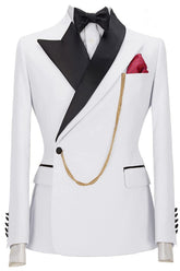 White Peaked Lapel 2 Piece New Arrival Prom Suit