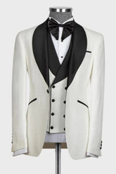 White Shawl Lapel 3 Piece Men's Wedding Suit