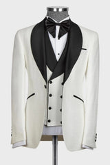 White Shawl Lapel 3 Piece Men's Wedding Suit