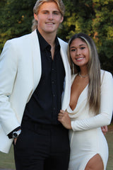 White Shawl Lapel Prom Homecoming Blazer for Men