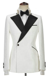 White Two Piece Peaked Lapel Prom Suit