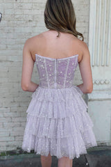 Willow Homecoming Dress Pretty A Line Strapless Tiered Short Party Cocktail Dress