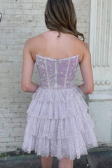 Willow Homecoming Dress Pretty A Line Strapless Tiered Short Party Cocktail Dress