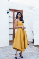 Yellow Prom Dress Short Satin Evening Dress