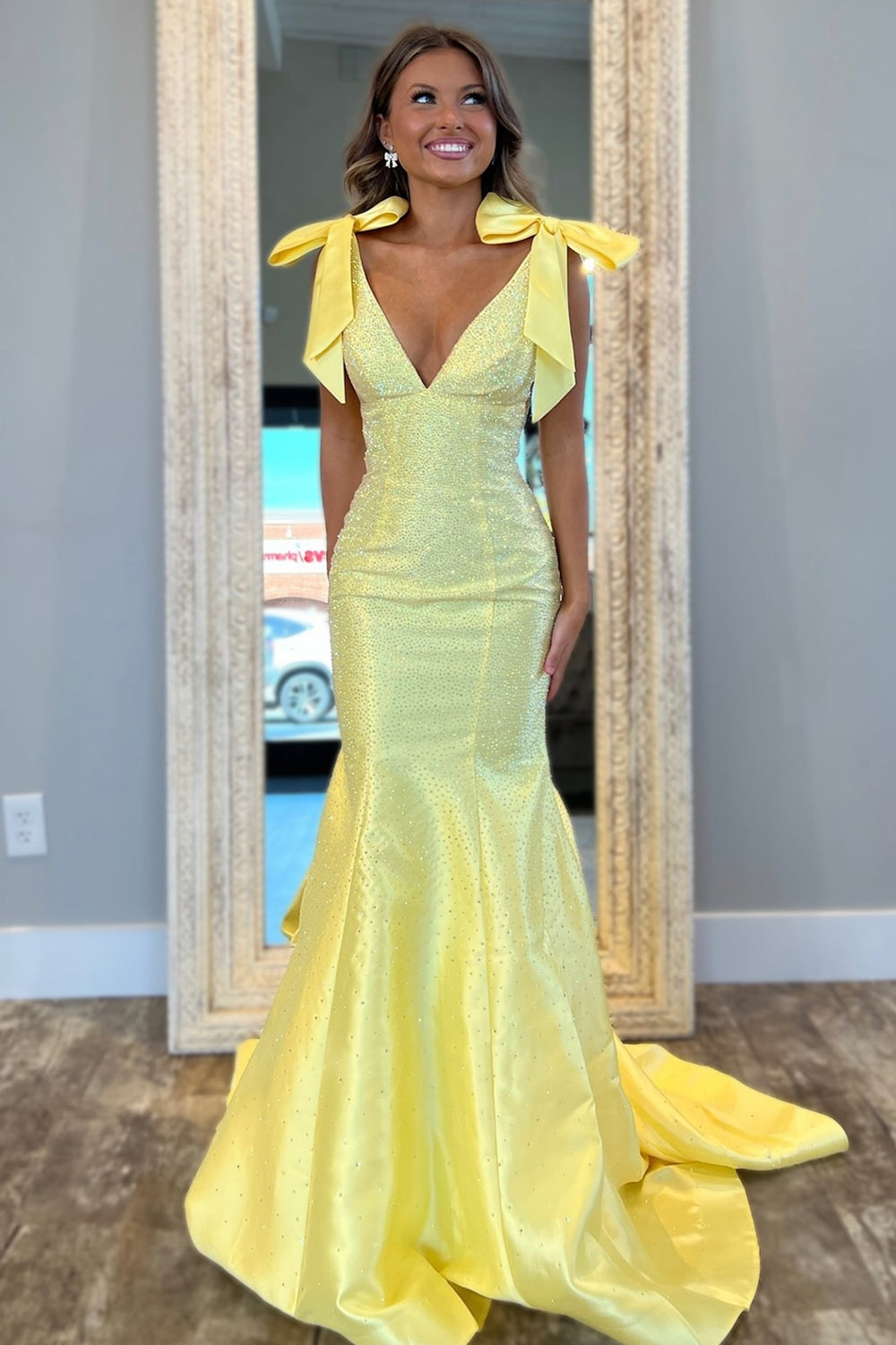 Yellow Prom Dress Sweetheart Mermaid Long Evening Dress