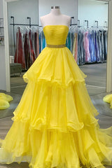 Yellow Prom Dress Sweetheart Tulle Long Formal Dress Evening Dress