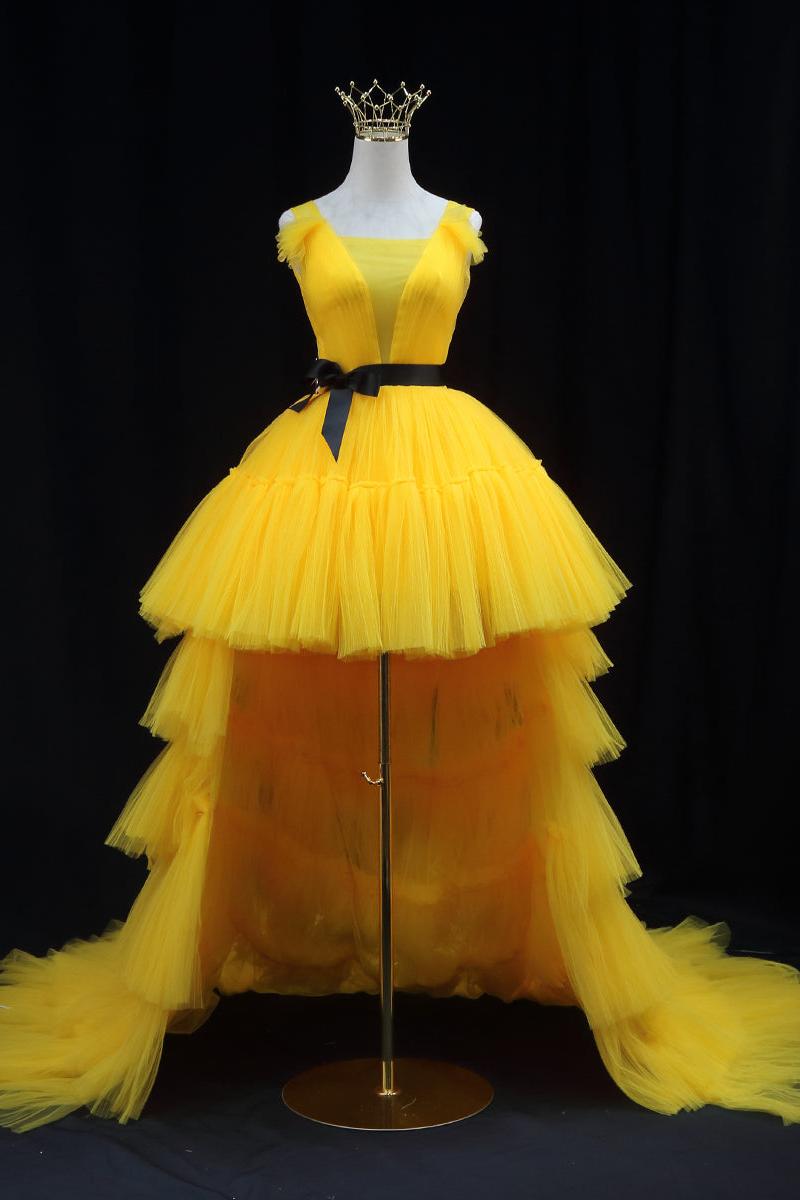 Yellow Prom Dress Tulle Formal Graduation Dress Formal Gown Evening Dress