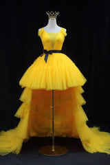 Yellow Prom Dress Tulle Formal Graduation Dress Formal Gown Evening Dress