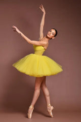 Yellow Strapless Homecoming Dress A Line Tulle Short Cocktail Dresses